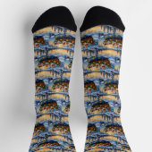 Pomeranian Christmas Boat Holiday Socken (Oben)