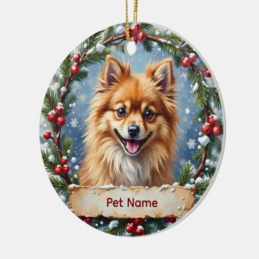 Pomeranian Christmas Keramik Ornament (Links)