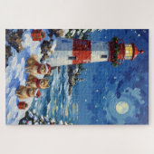 Pomeranian Christmas Lighthouse Holiday Puzzle (Horizontal)