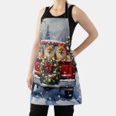 Pomeranian Christmas Red Truck Holiday Gift Schürze (InSitu)