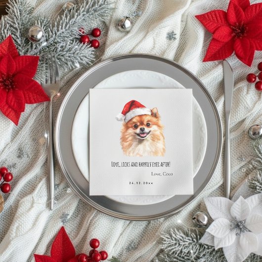 Pomeranian Custom Pet Christmas Wedding  Paper Serviette