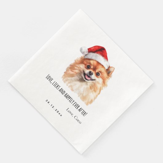 Pomeranian Custom Pet Christmas Wedding Paper Serviette (Ecke)
