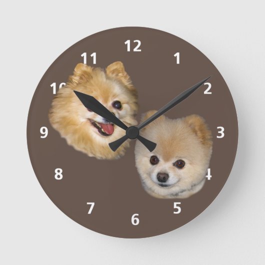 Pomeranian Dog Customizable Runde Wanduhr (Vorderseite)