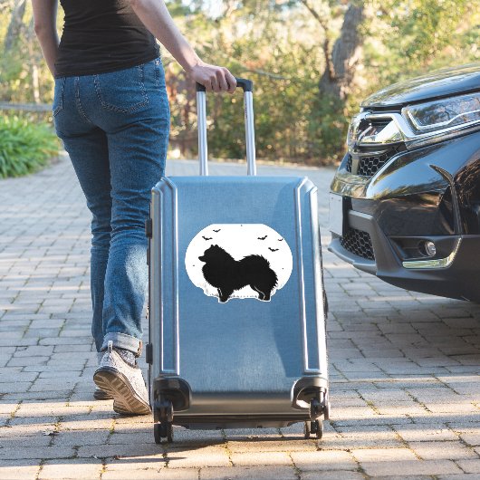 Pomeranian Dog � Halloween Moon Silhouette Classic Aufkleber (Koffer Insitu)