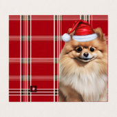Pomeranian Dog Holiday Red Plaid Christmas (Außenseite Aufgefaltet)