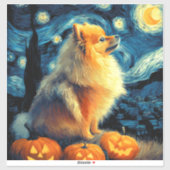 Pomeranian Dog Lovers Painting of van gogh starry Aufkleber (Blatt)