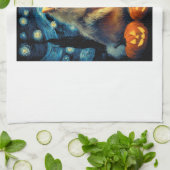 Pomeranian Dog Lovers Painting of van gogh starry Geschirrtuch (Gefaltet)