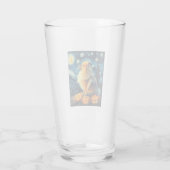 Pomeranian Dog Lovers Painting of van gogh starry Glas (Rückseite)