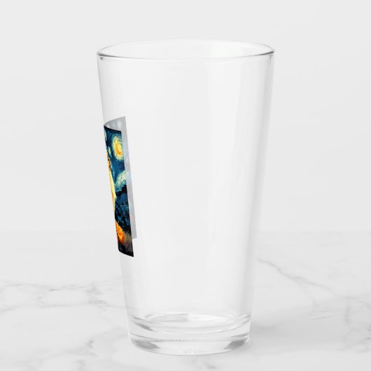 Pomeranian Dog Lovers Painting of van gogh starry Glas (Links)