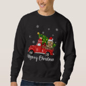 Pomeranian Dog Riding Red Truck Christmas Tree Xma Sweatshirt (Vorderseite)