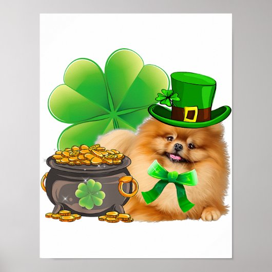 Pomeranian Dog Shamrock St Patricks Day Dog Irish Poster (Vorne)
