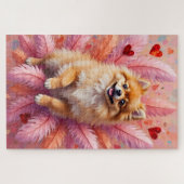 Pomeranian Dog Valentine's Day Feather Cloud Puzzle (Horizontal)
