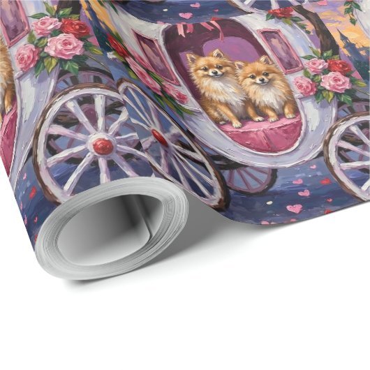 Pomeranian Dog Valentine's Day Geschenkpapier (Rolleneckpunkt)