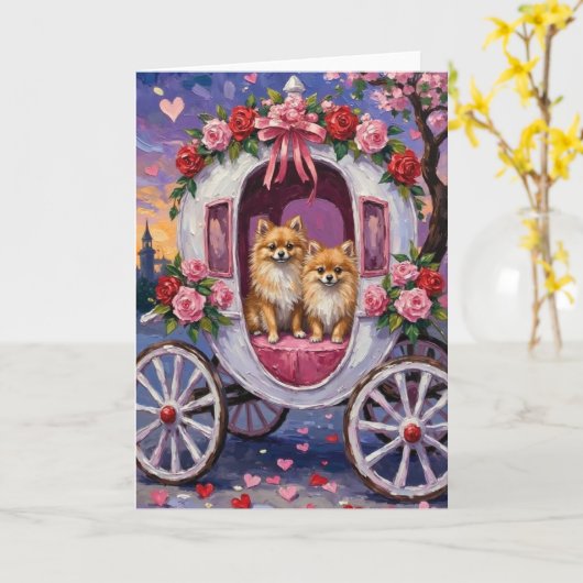 Pomeranian Dog Valentine's Day Karte (Gelbe Blume)