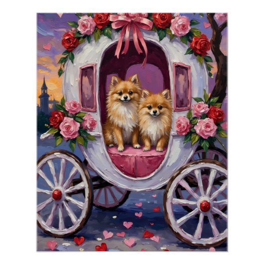 Pomeranian Dog Valentine's Day  Poster (Vorderseite)