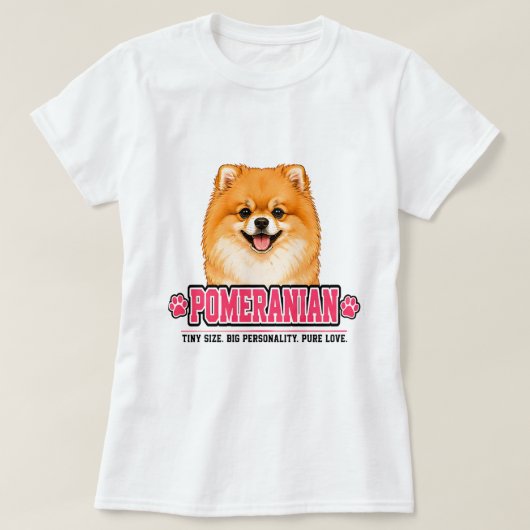 🐾 Pomeranian-Fan-Schild 🐾 T-Shirt (Design vorne)