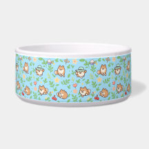 Pomeranian Frühjahrs-Blumen-Hundefutter-Schale Süß
