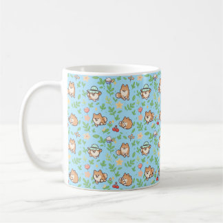 Pomeranian Frühjahrs-Blumen-Kaffeetasse für Hunde- Kaffeetasse