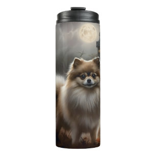 Pomeranian Halloween Gruselig Thermosbecher