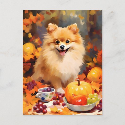 Pomeranian Herbst Dankfest Postkarte (Vorderseite)