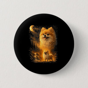 Pomeranian heult zum Mond vintage 90er lustig Button