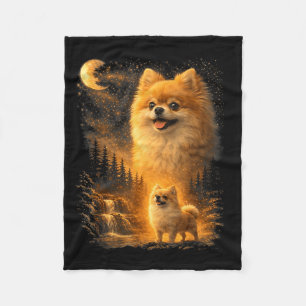 Pomeranian heult zum Mond vintage 90er lustigPo Fleecedecke
