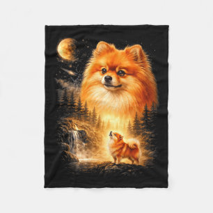 Pomeranian heult zum Mond vintage mystisch do Fleecedecke