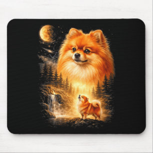 Pomeranian heult zum Mond vintage mystisch do Mousepad
