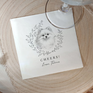 Pomeranian-Hochzeits-Hund-Skizze elegant Serviette