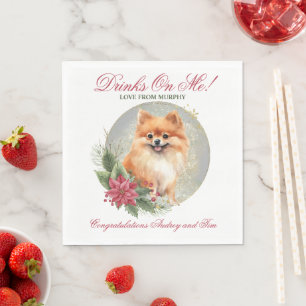 Pomeranian Hochzeitsservietten mit Hundebild Serviette