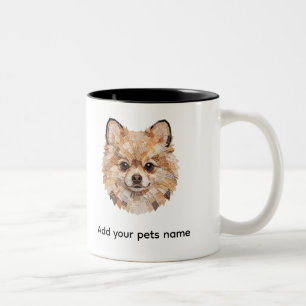 Pomeranian-Hund-Design Zweifarbige Tasse