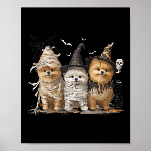 Pomeranian Hund Ed Geist Halloween Poster (Vorne)