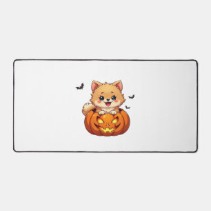 Pomeranian Hund Frohes Halloween-Kürbis Klassische Schreibtischunterlage