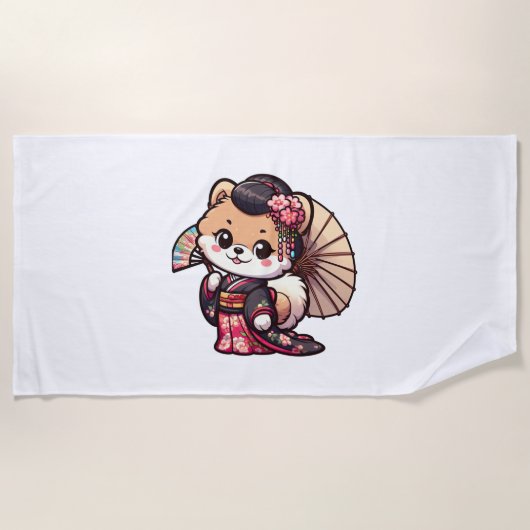 Pomeranian Hund Kimono Strandtuch (Vorderseite)