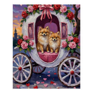 Pomeranian Hund Valentinstag Poster