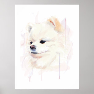 Pomeranian-Hund-Wandposter, Aquarellmalerei Poster