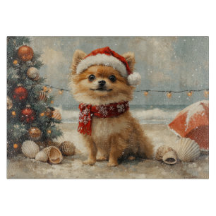 Pomeranian Hund Weihnachten Vintage Strand Schneidebrett
