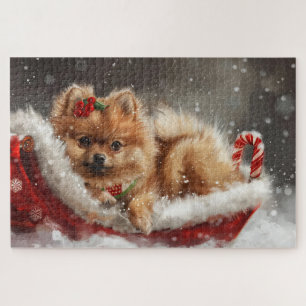 Pomeranian-Hund Weihnachtsfestlich Puzzle