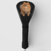 Pomeranian-Hunde-Golf-Driver-Abdeckung, schwarzes Golf Headcover (Vorderseite)
