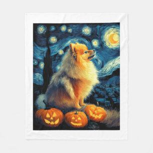 Pomeranian-Hundefreunde Malerei von van gogh Stern Fleecedecke