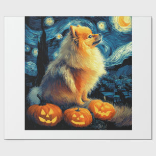 Pomeranian-Hundefreunde Malerei von van gogh Stern Geschenkpapier