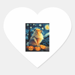 Pomeranian-Hundefreunde Malerei von van gogh Stern Herz-Aufkleber