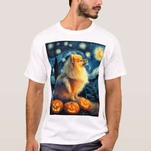 Pomeranian-Hundefreunde Malerei von van gogh Stern T-Shirt