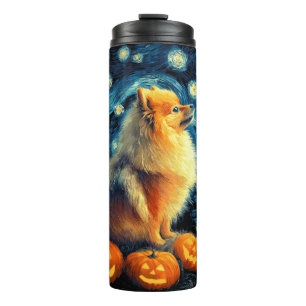 Pomeranian-Hundefreunde Malerei von van gogh Stern Thermosbecher