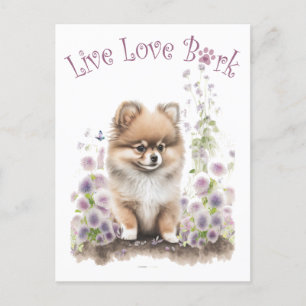 Pomeranian-Hundemutter Blumen Postkarte