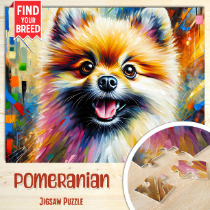 Pomeranian-Hundeporträt Acryl-Kunst Druck Hund Puzzle