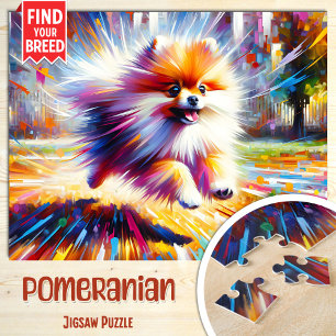 Pomeranian-Hundeporträt Acryl-Kunst Druck Hund Puzzle