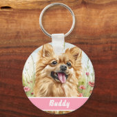 Pomeranian ID Tag – Add Name & Contact Schlüsselanhänger (Vorderseite)