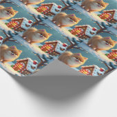 Pomeranian in Gingerbread Village Christmas Geschenkpapier (Ecke)
