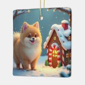 Pomeranian in Gingerbread Village Christmas Keramikornament (Links)